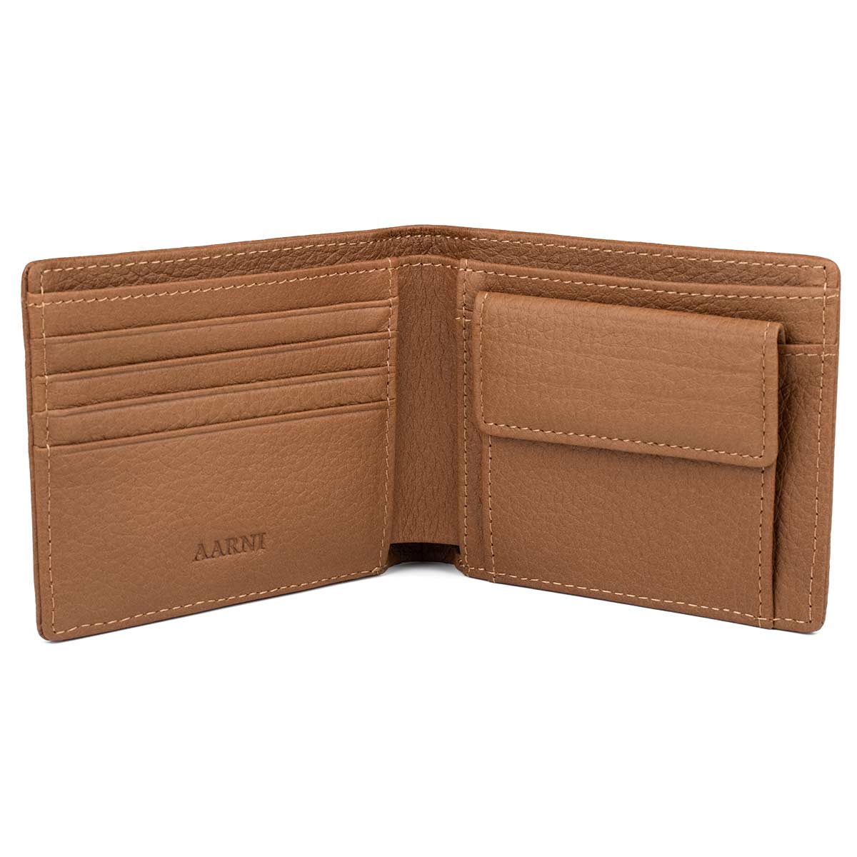 Nahkainen lompakko kolikkotaskulla