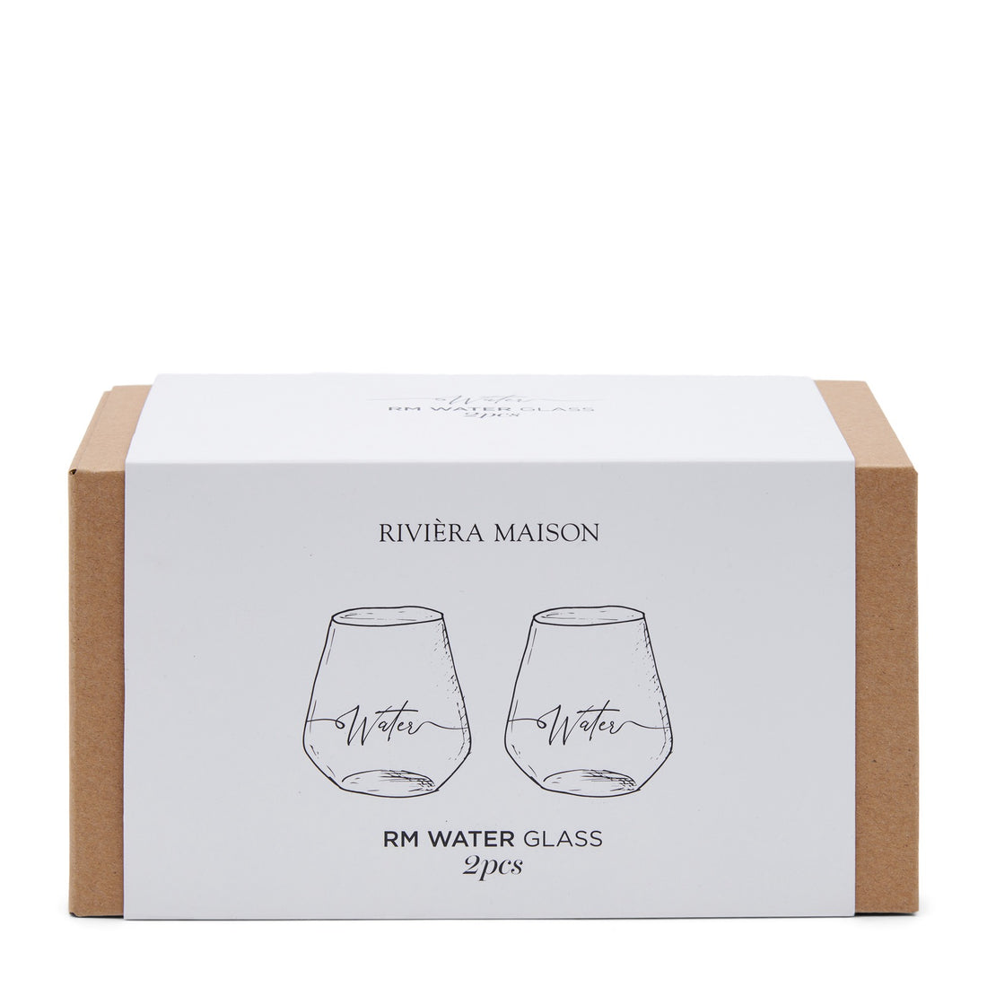 Vesilasi 2 kpl pakkauksessa tekstillä "water"