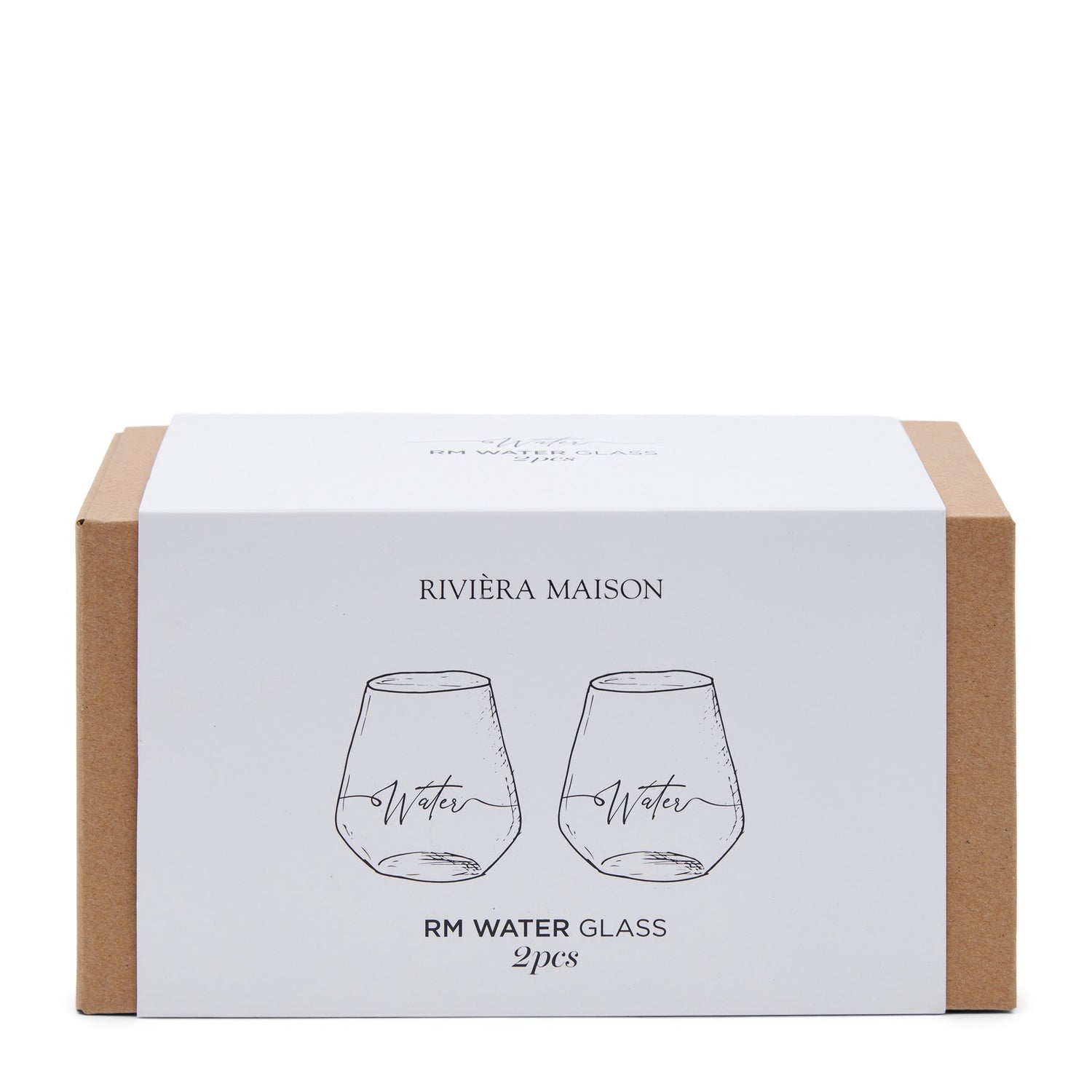 Vesilasi 2 kpl pakkauksessa tekstillä "water"