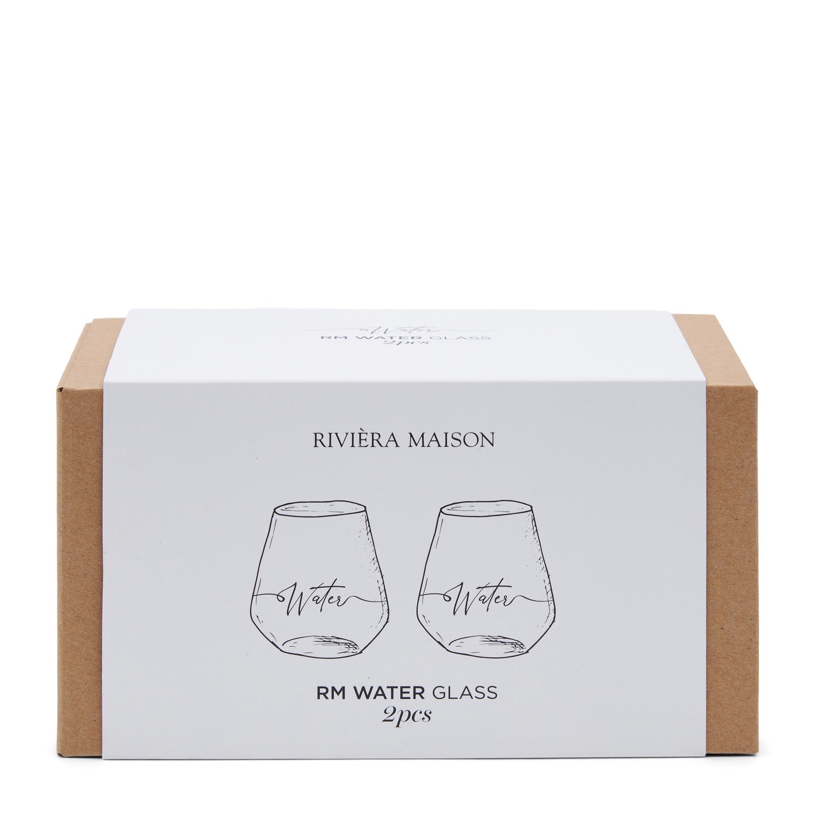 Vesilasi 2 kpl pakkauksessa tekstillä "water"