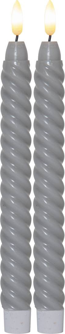 Flamme Swirl LED-antiikkikynttilä 2-pack beige tai harmaa