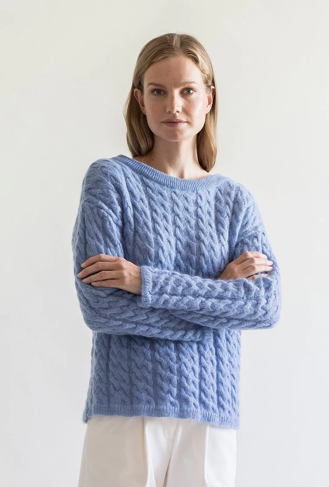 Mohairvillainen palmikkoneule, Cable knit XL/XXL