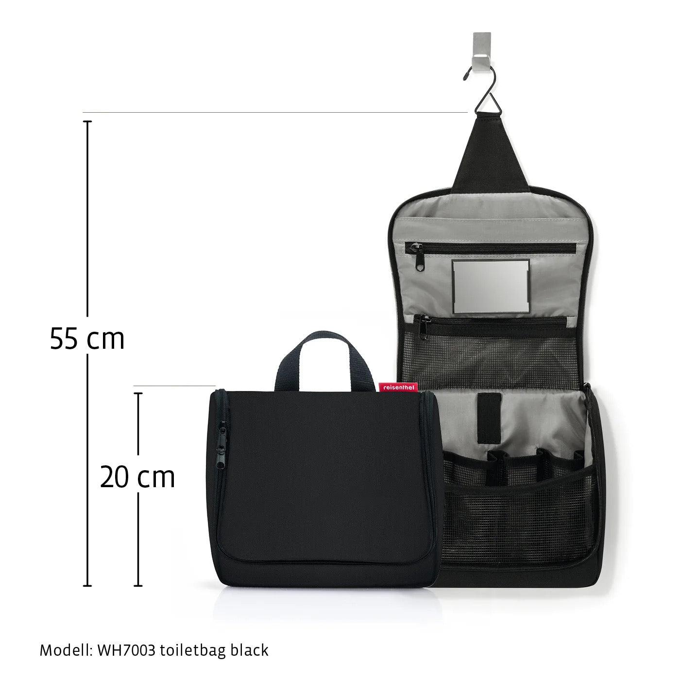 Toilettilaukku, ripustettava, harmaa