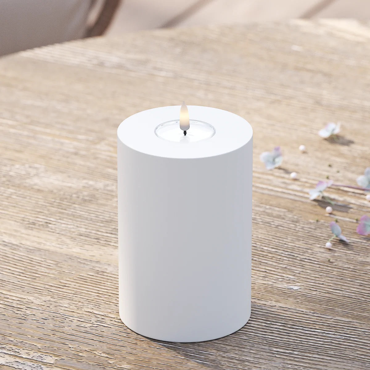 LED Pylväskynttilä Ø 10 x 15 cm Valkoinen ULKOKÄYTTÖÖN