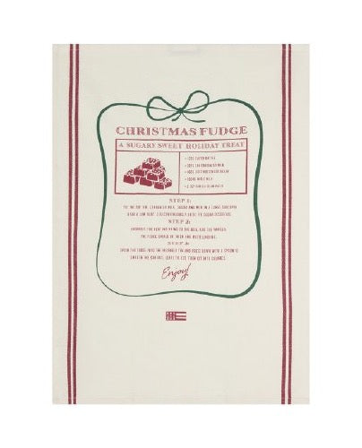 Joulufugde resepti -keittiöpyyhe