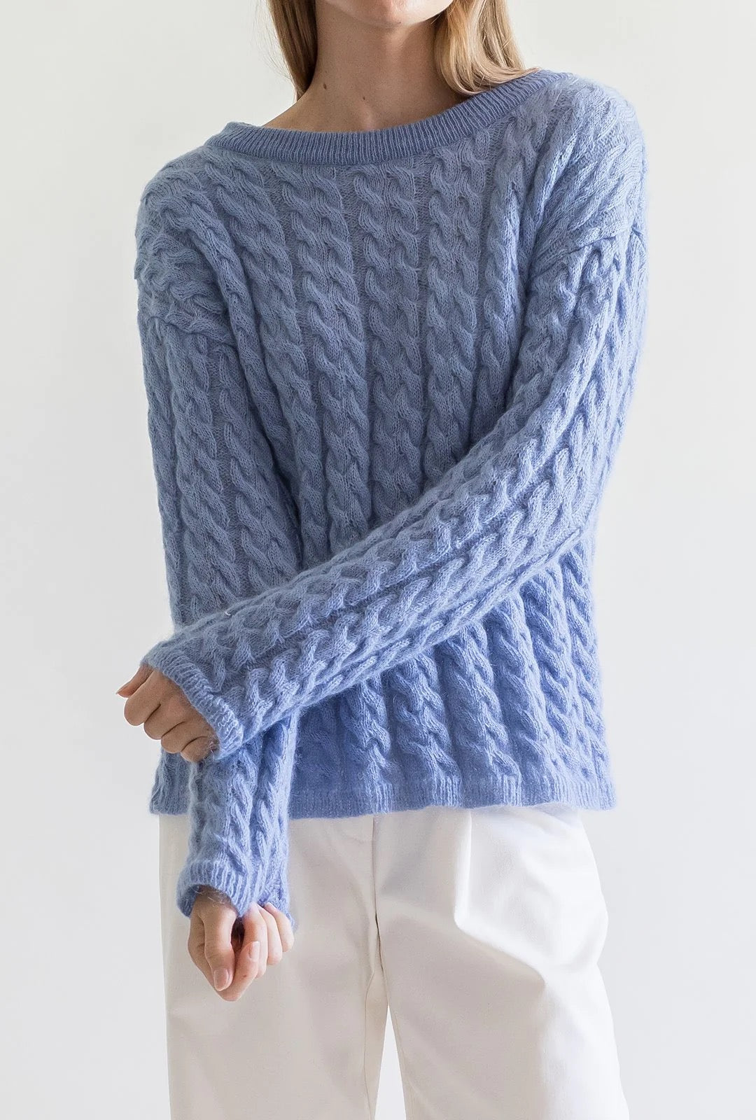Mohairvillainen palmikkoneule, Cable knit XL/XXL