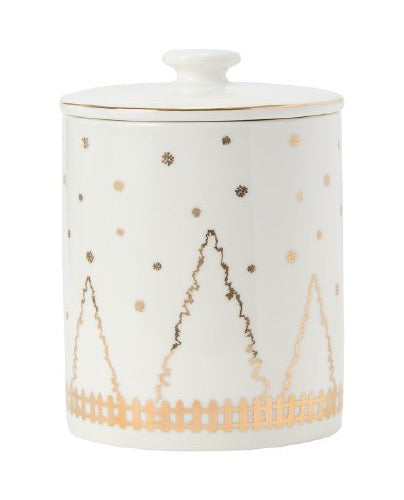 Talo-kuvioitu säilytysastia, posliinia