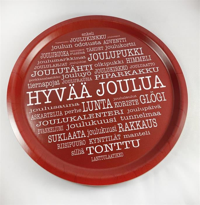 Hyvää joulua - tarjotin valkoinen tai punainen