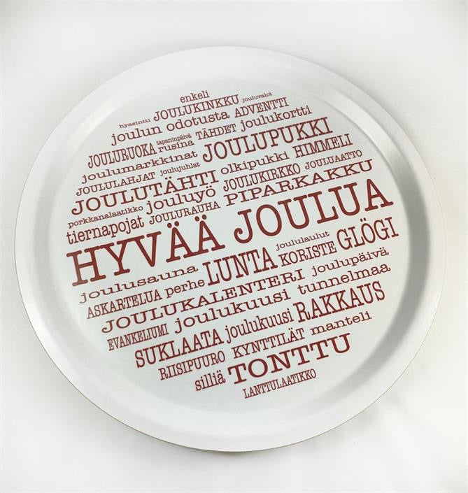 Hyvää joulua - tarjotin valkoinen tai punainen