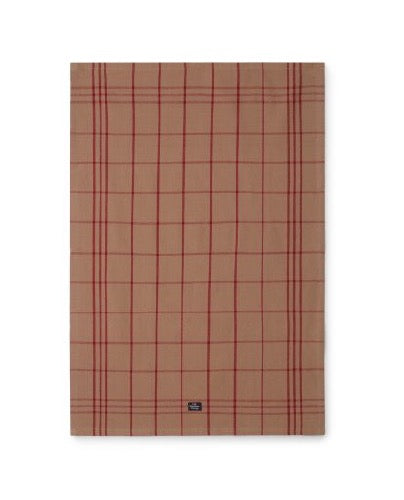 Beige-punaruudullinen - keittiöpyyhe luomupuuvilla