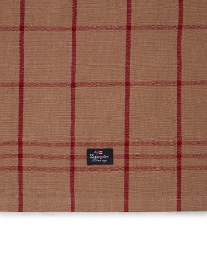 Beige-punaruudullinen - keittiöpyyhe luomupuuvilla