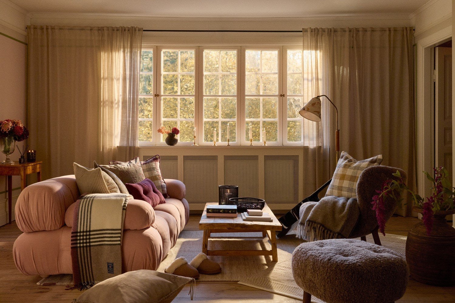 Ruudullinen kierrätyspuuvilla tyynynpäällinen, viininpunainen (50x50cm)