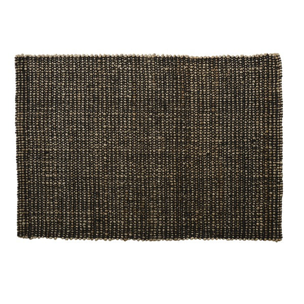 Juuttipunos ovimatto 60x90 cm valkoinen/natur, vihreä ja musta