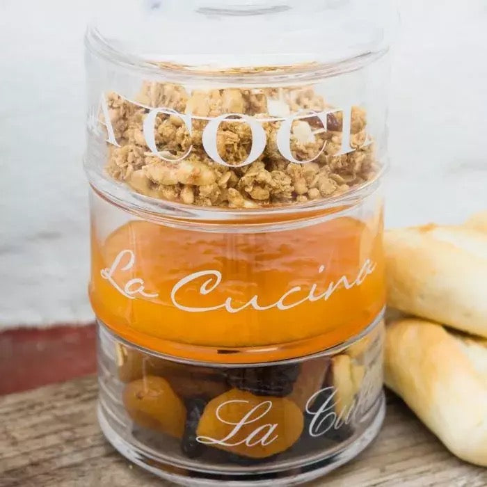 La Cucina lasinen kolmiosainen säilytysastia