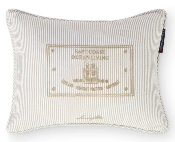 Raidallinen luomupuuvillatyyny 30x40, beige