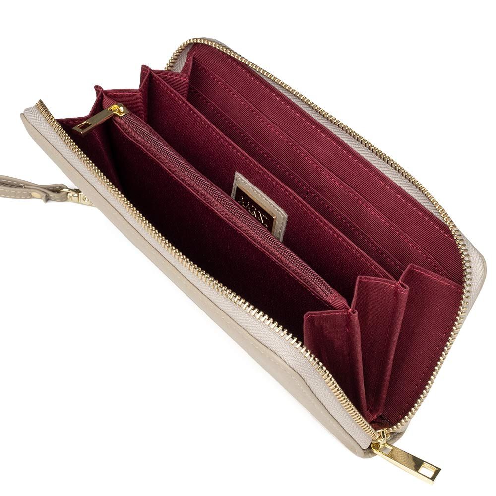 Clutch lompakko beigen värinen - kultainen vetoketju