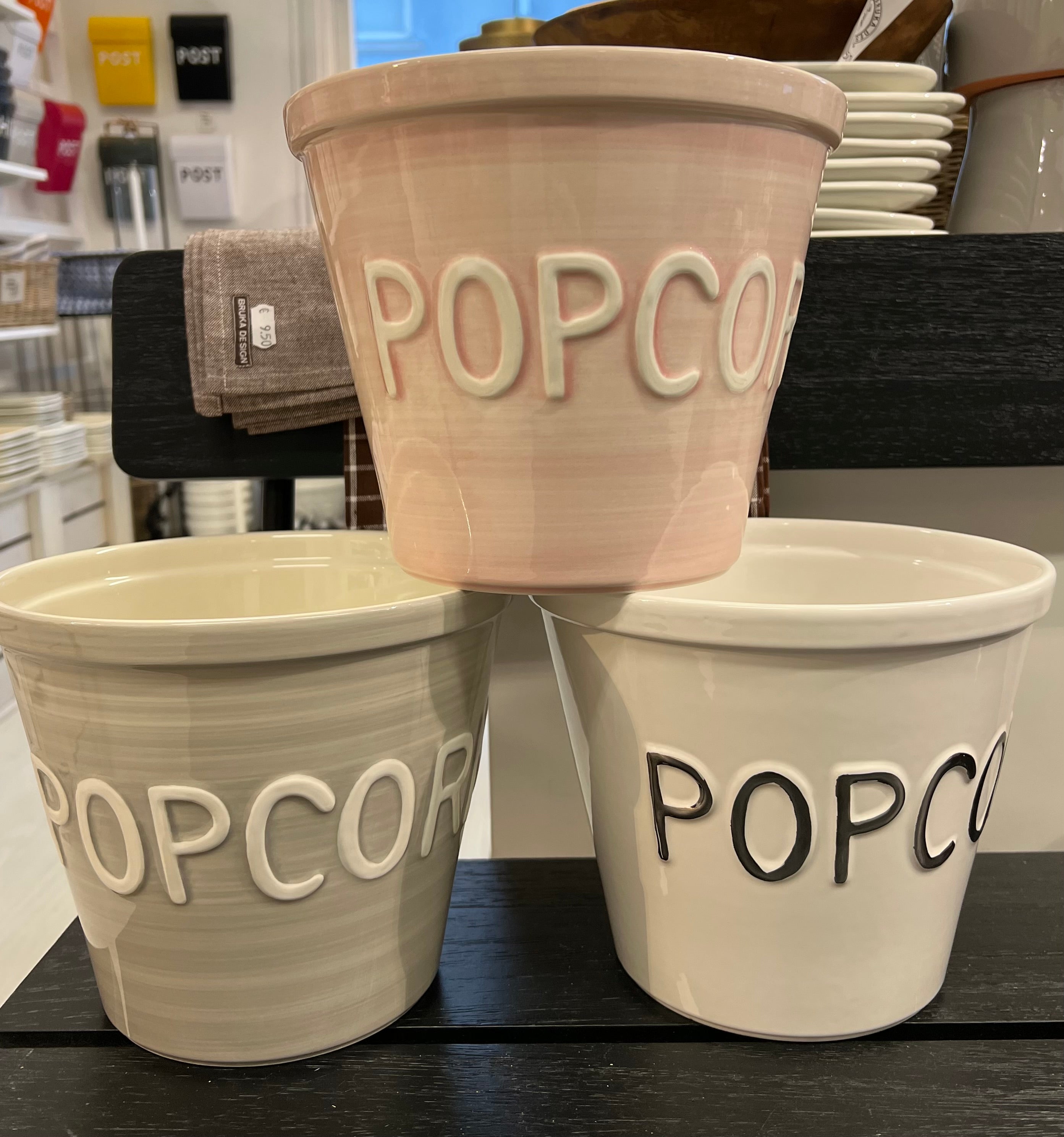 Popcorn kulho valkoinen/hopea