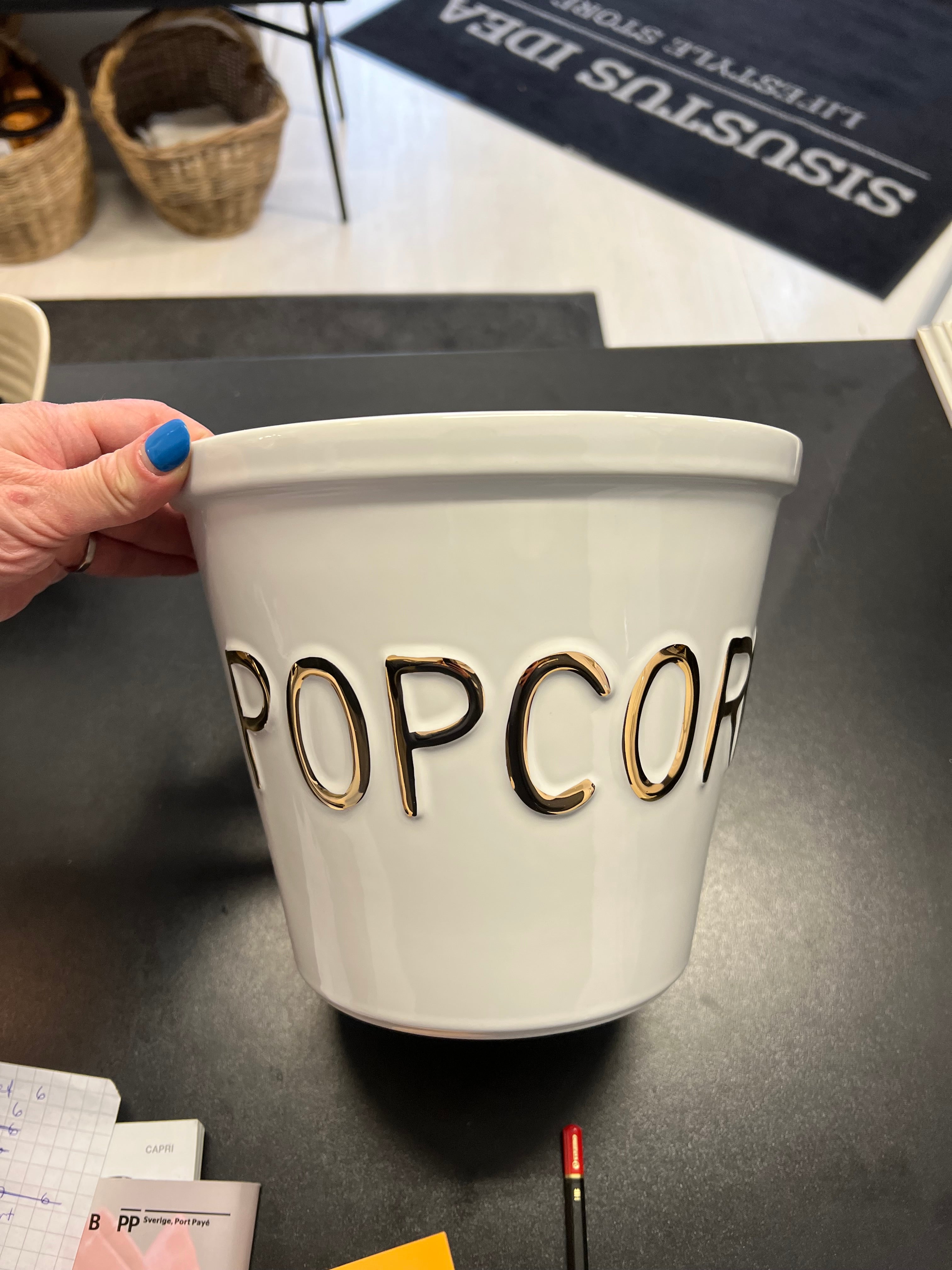 Popcorn kulho valkoinen/kulta