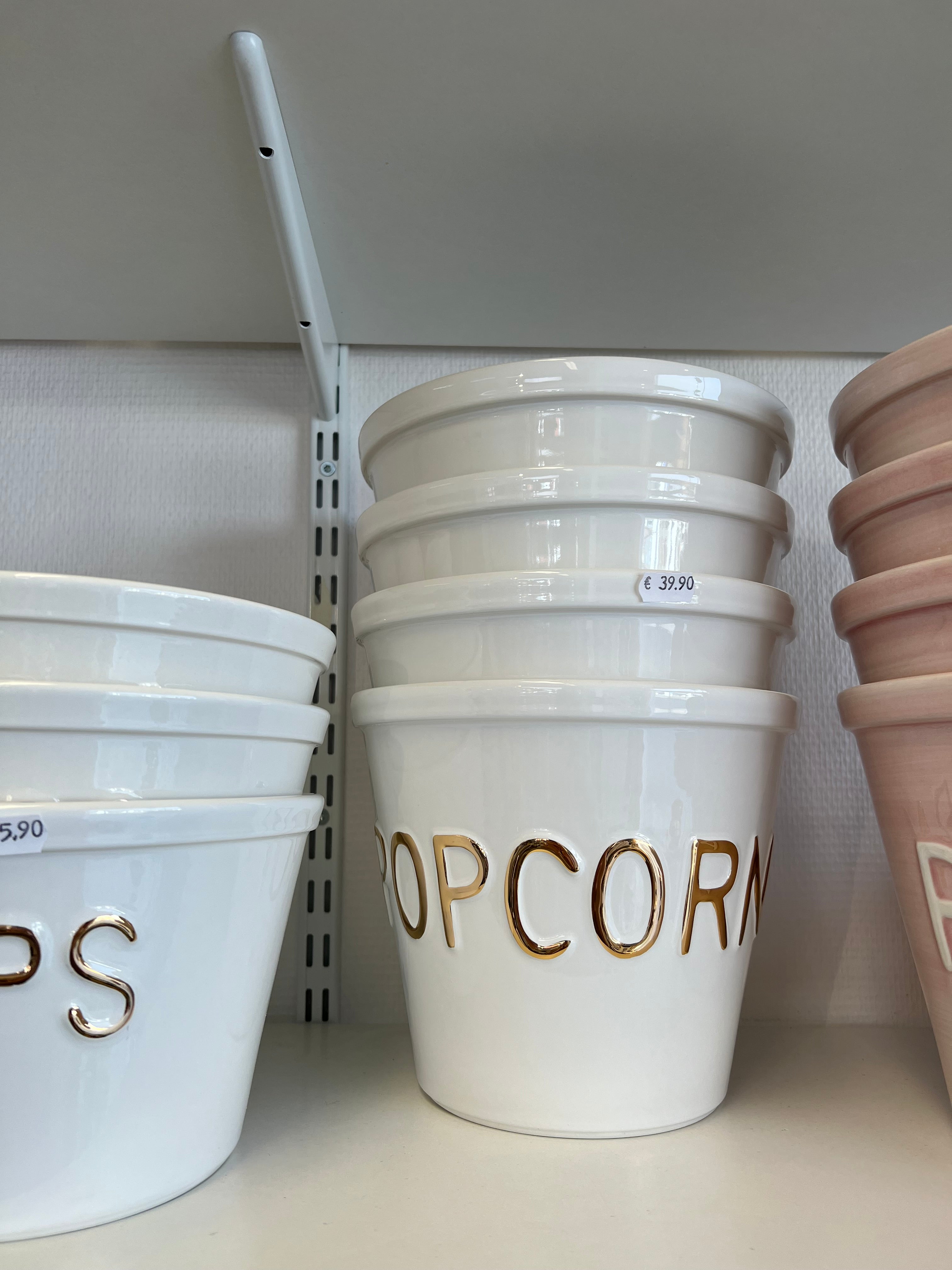 Popcorn kulho valkoinen/kulta