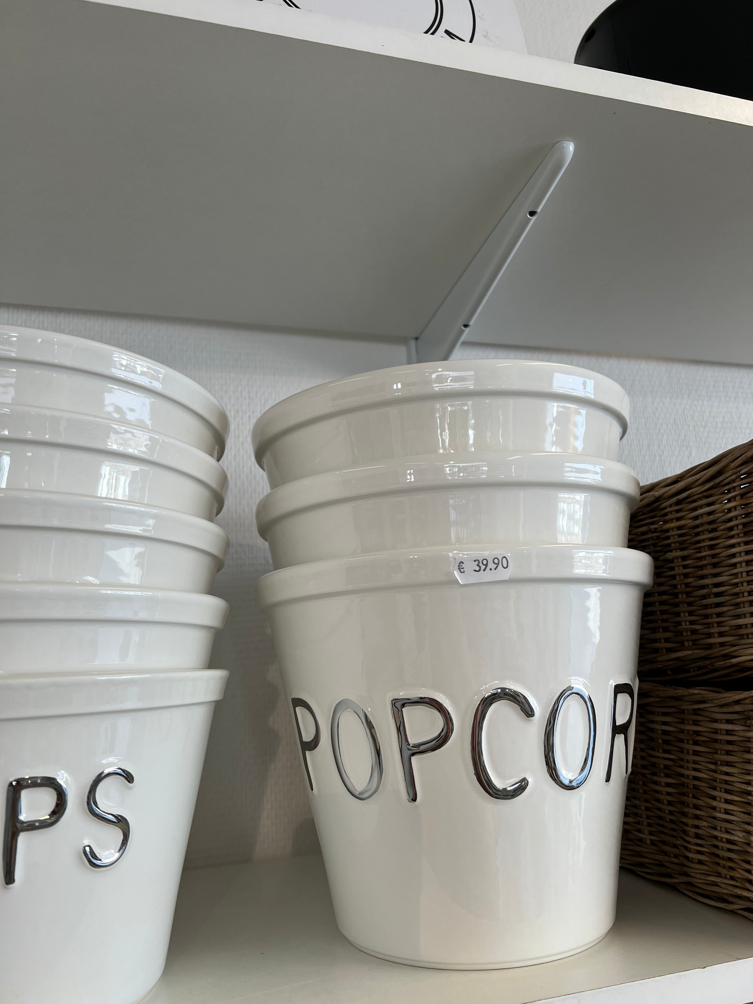 Popcorn kulho valkoinen/hopea