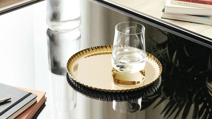 Pleats tarjotin terästä 23 cm kultapinnoite