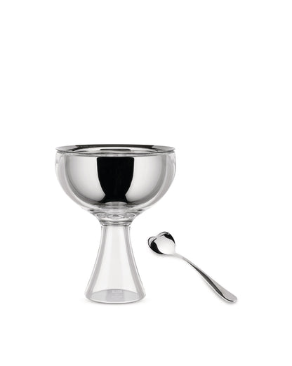 Big Love jäätelökulho ja lusikka, kiillotettu ruostumaton teräs