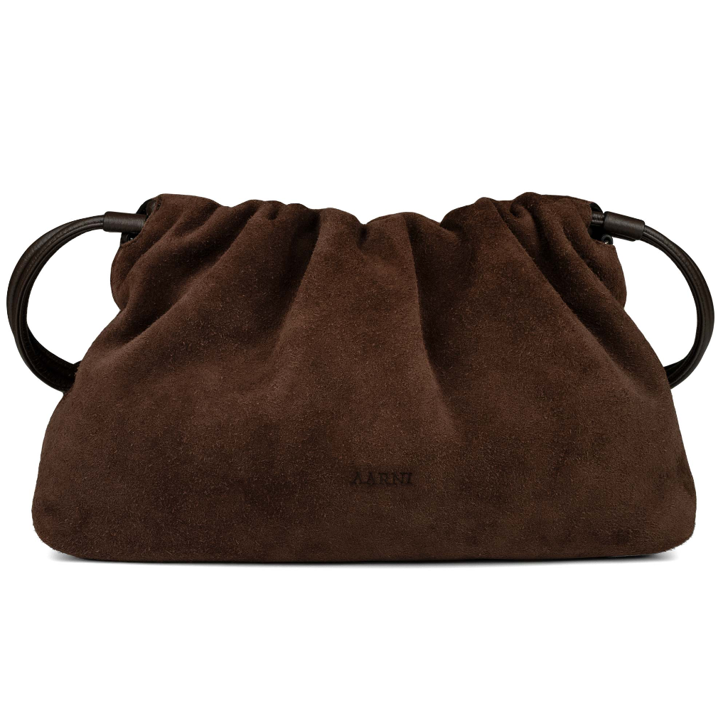 Linne Cluch Bag, Brown Suede