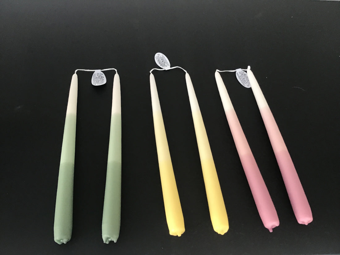 Liukuvärjätty antiikkikynttilä ( 2 kpl), keltainen