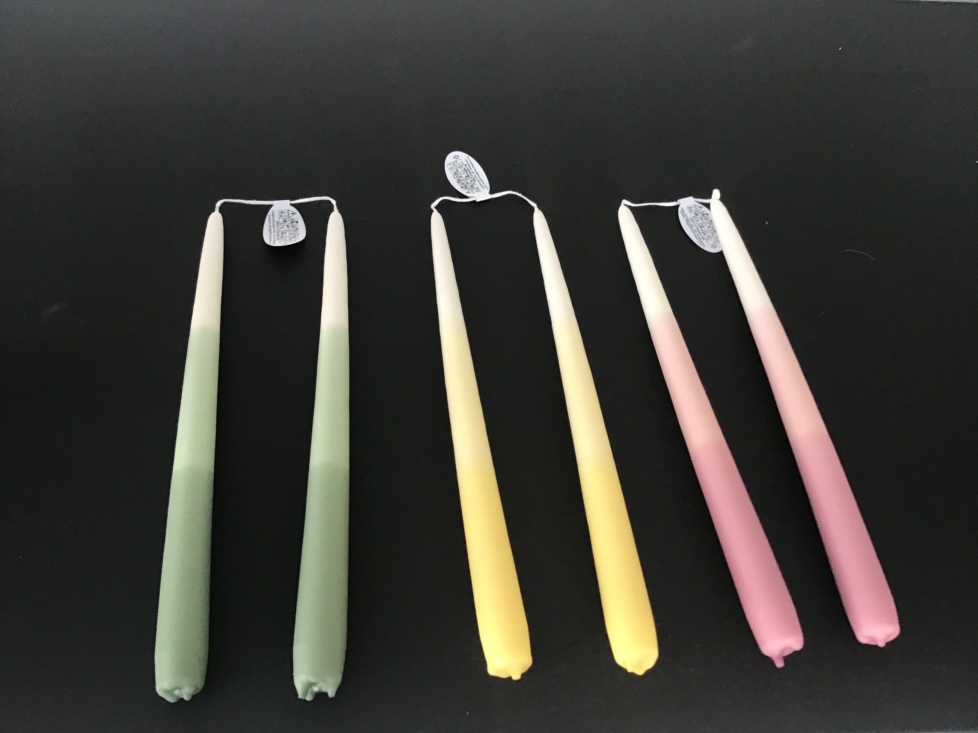 Liukuvärjätty antiikkikynttilä ( 2 kpl), keltainen