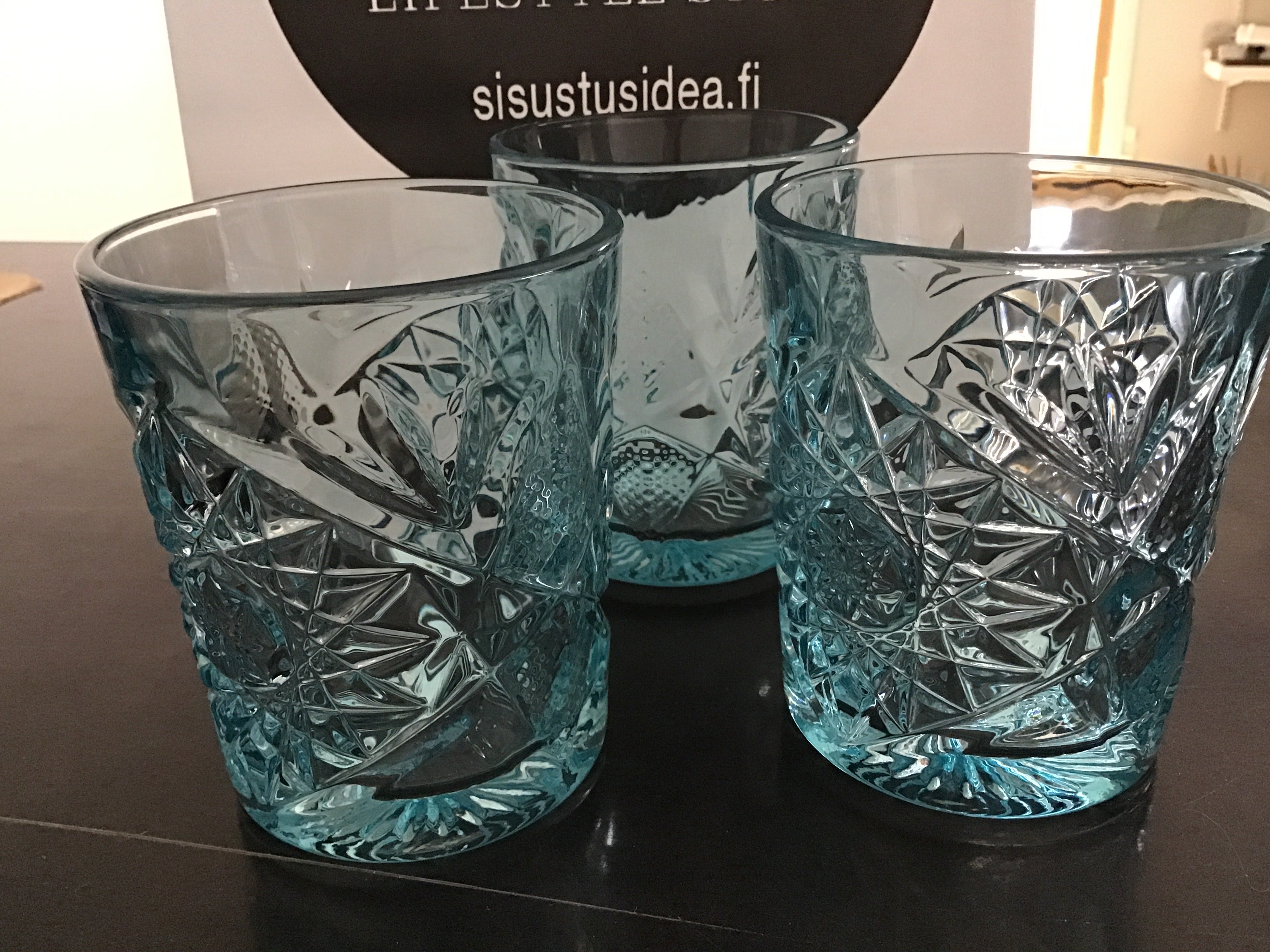 Hobstar old fashioned lasi ( sky blue)