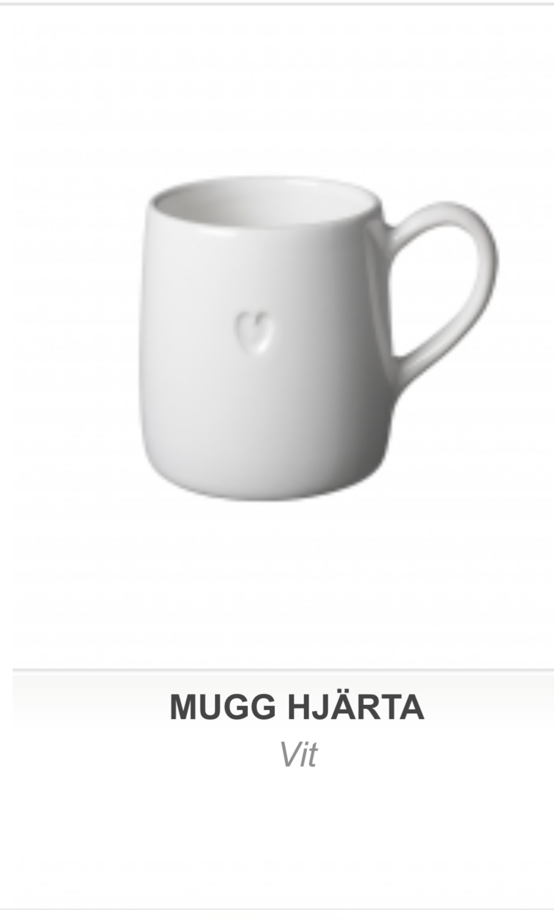 Valkoinen muki sydänpainatuksella