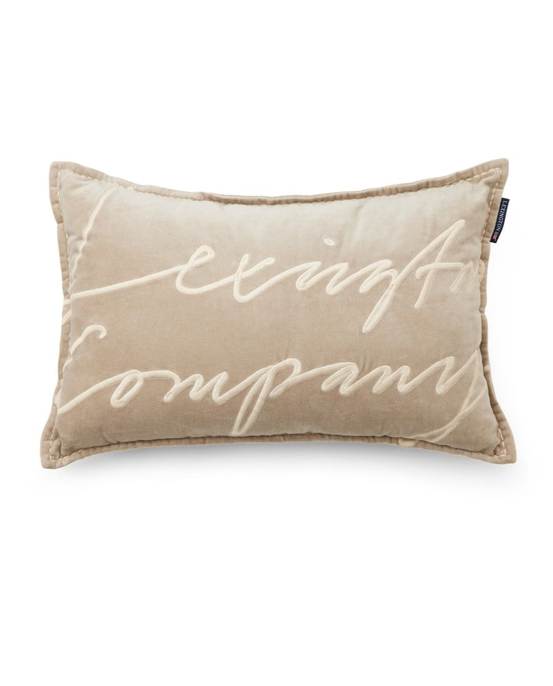 Logo-luomupuuvillasamettityyny 60x40, beige