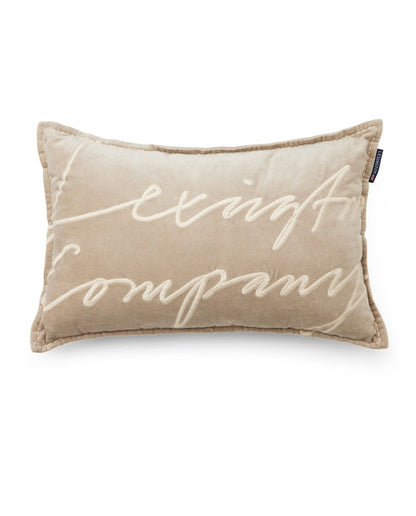 Logo-luomupuuvillasamettityyny 60x40, beige