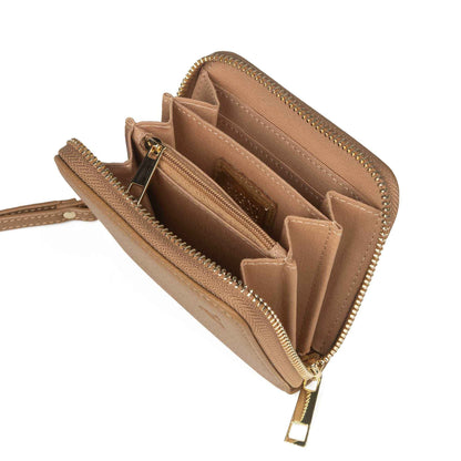 Mini Clutch -lompakko, konjakki/kulta