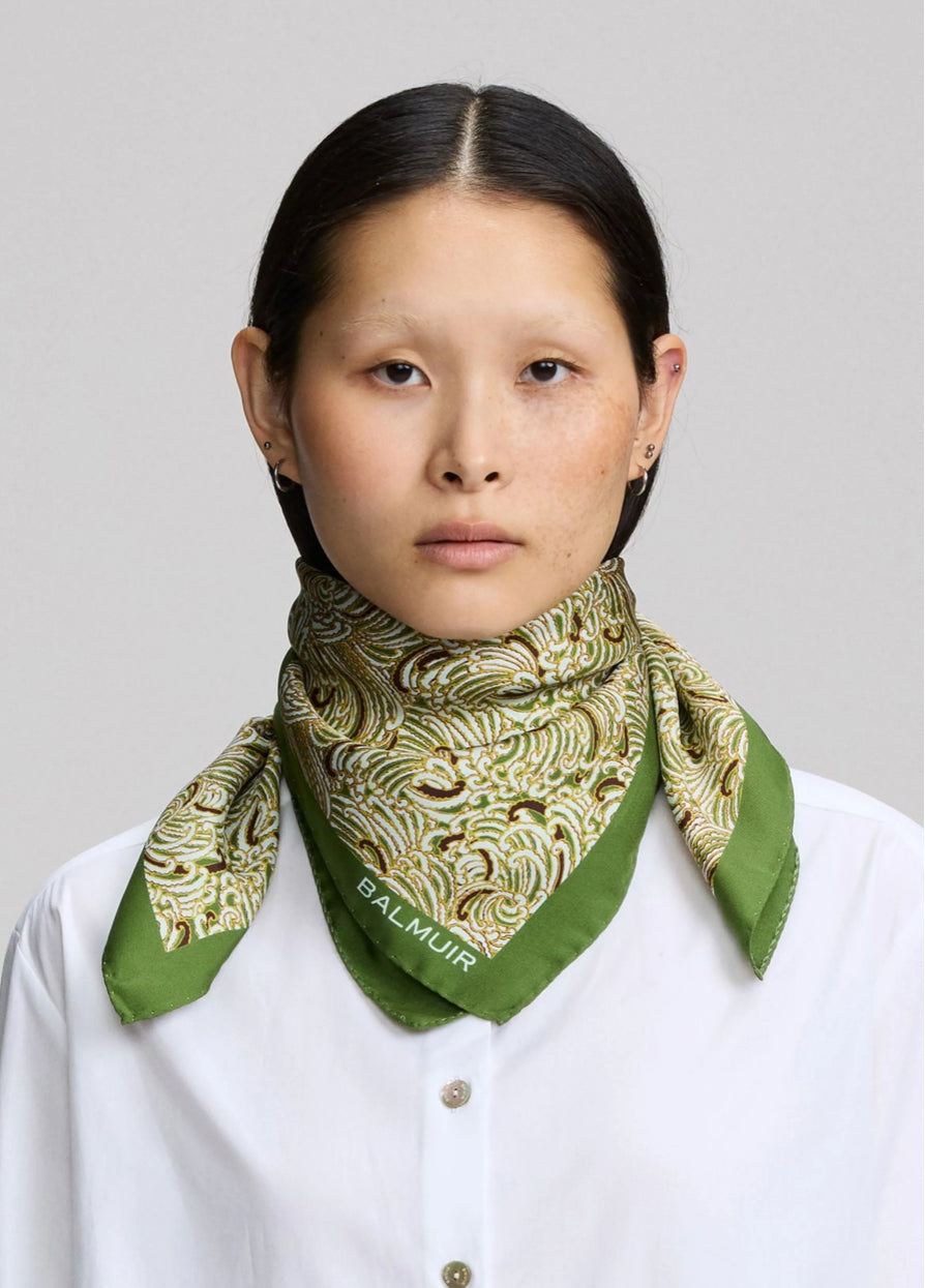 Amaroni Silk Scarf, vihreä ja keltainen