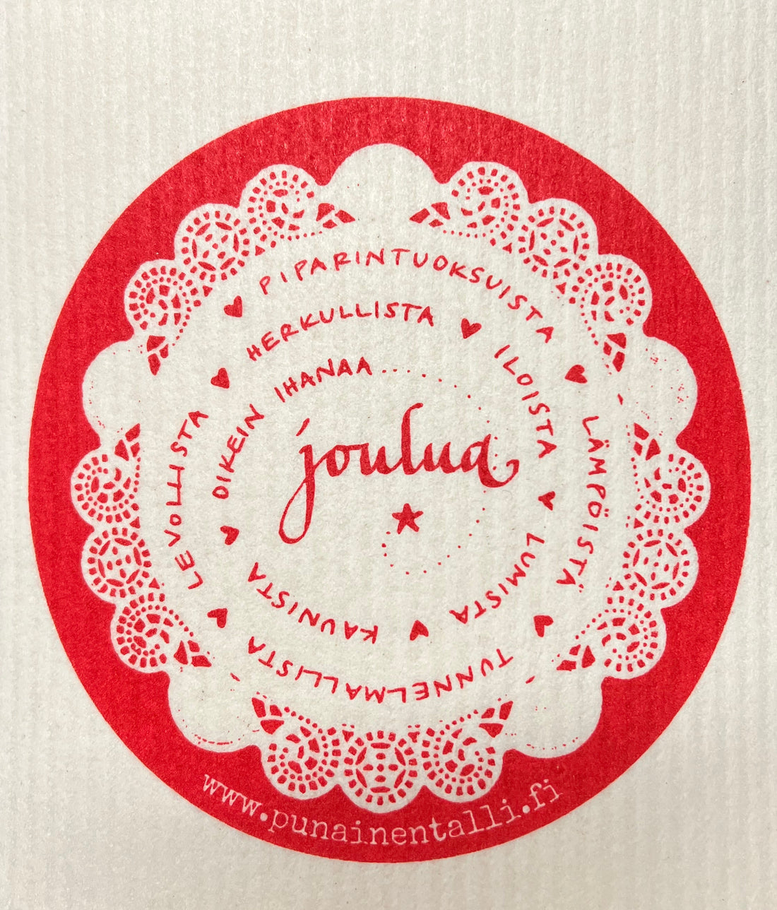 Joulun pitsikuvioitu keittiöliina