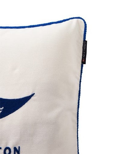 Lipputyynynpäällinen luomupuuvillatvilliä, valkoinen/sininen