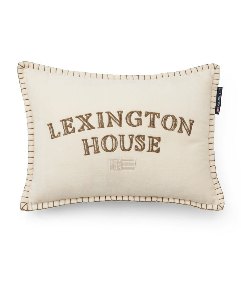 Lexington house -tyyny luomupuuvillaveluurista, vaalea beige/oliivi (30x40cm)