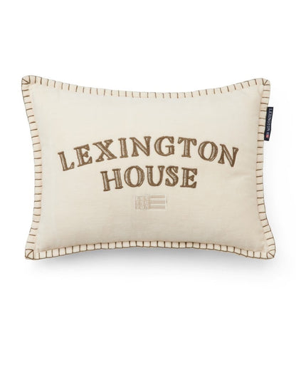 Lexington house -tyyny luomupuuvillaveluurista, vaalea beige/oliivi (30x40cm)