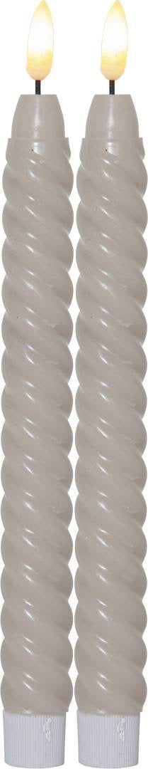 Flamme Swirl LED-antiikkikynttilä 2-pack beige tai harmaa