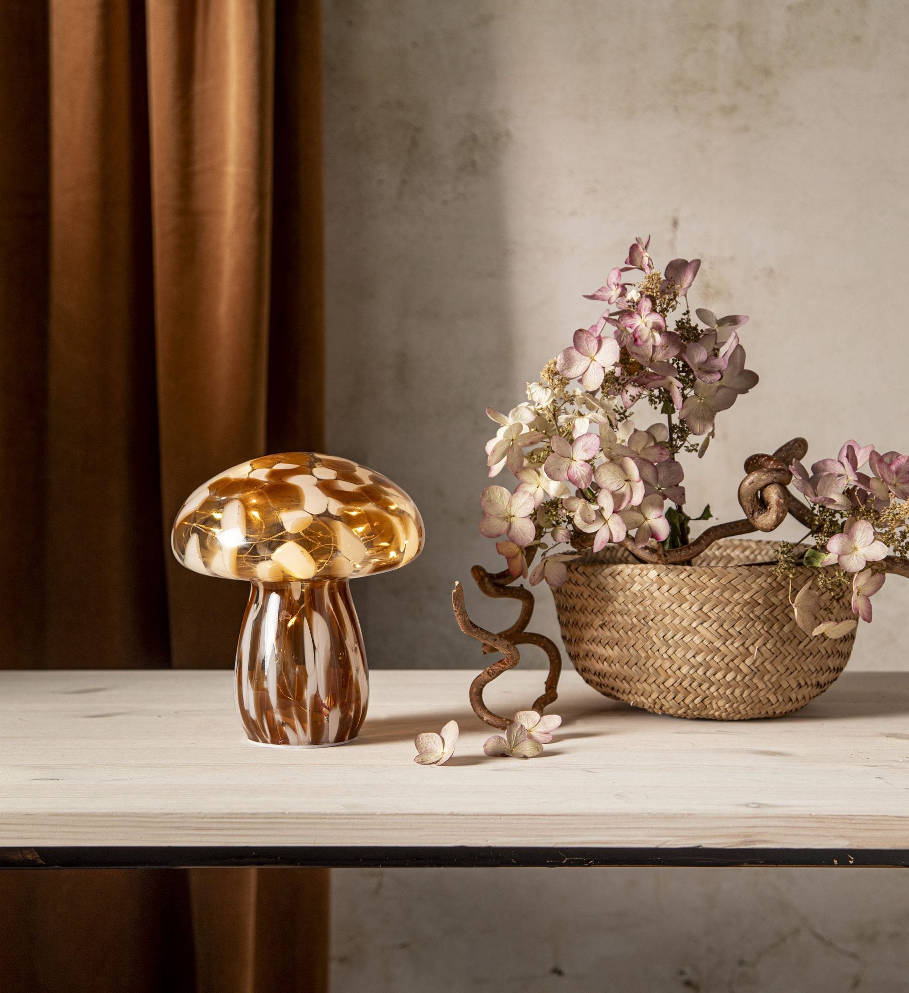 Funghi lasisienet valoilla 15 tai 17 cm korkeat