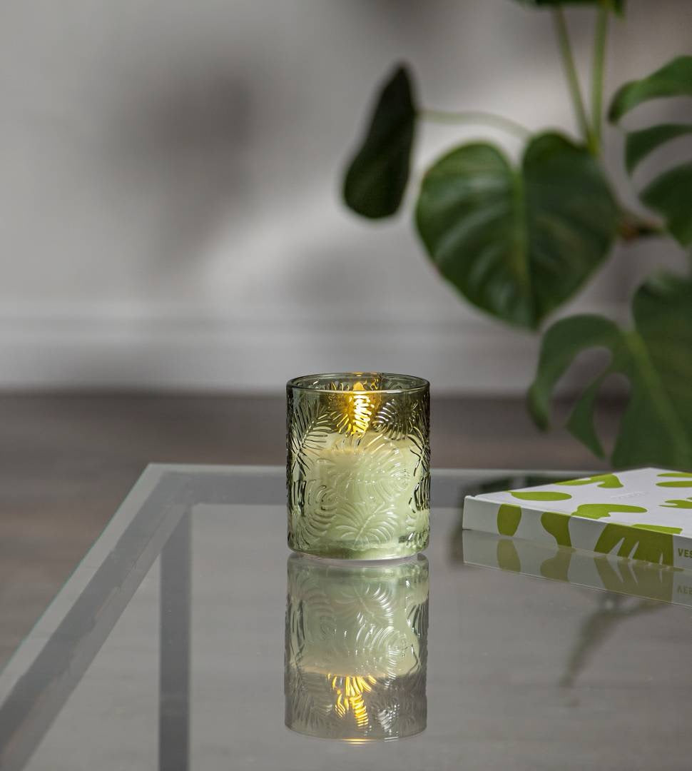 Flamme Leaf LED-pöytäkynttilä 10 cm vihreä