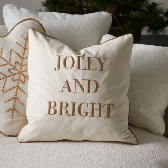 Jolly and Bright - tekstillä tyynyn päällinen