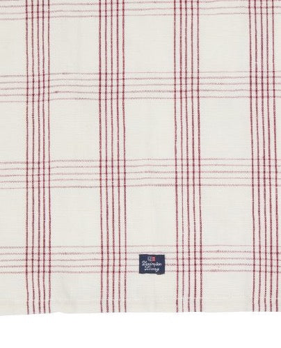 Ruudullinen pellava/puuvilla keittiöpyyhe valkoinen/punainen