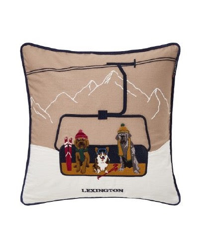 Koirat hiihtohississä luomupuuvilla twill patch tyynynpäällinen