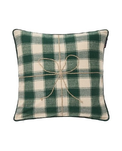 Ruudullinen lahjapaketti tyynynpäällinen, vihreä/valkoinen