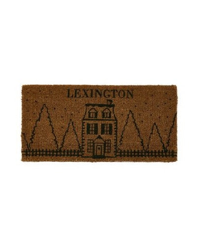 Kookoskuitu- ovimatto, luonnonvärinen/vihreät tekstit ja kuva 45x90 cm