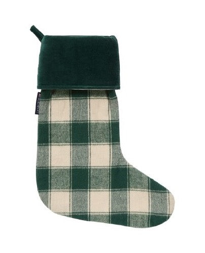 Ruudullinen joulusukka luomupuuvillaa koirakuviointi 45 cm