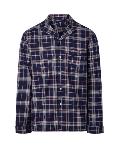 Luomupuuvilla yöasusetti ruudullista flanellia, sininen