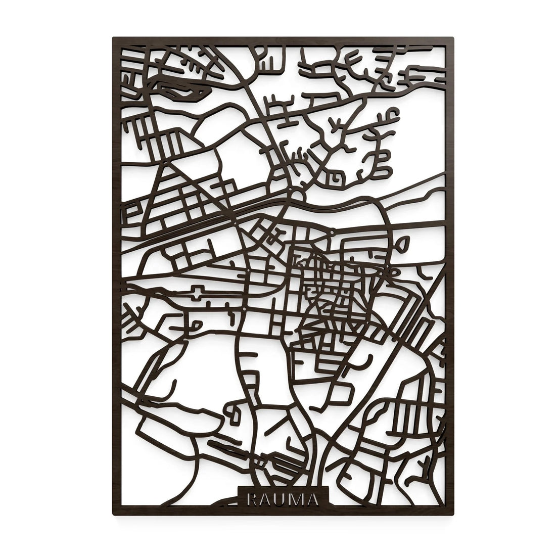 Puinen karttataulu, Rauma, puun tai mustan värinen (29x40cm)